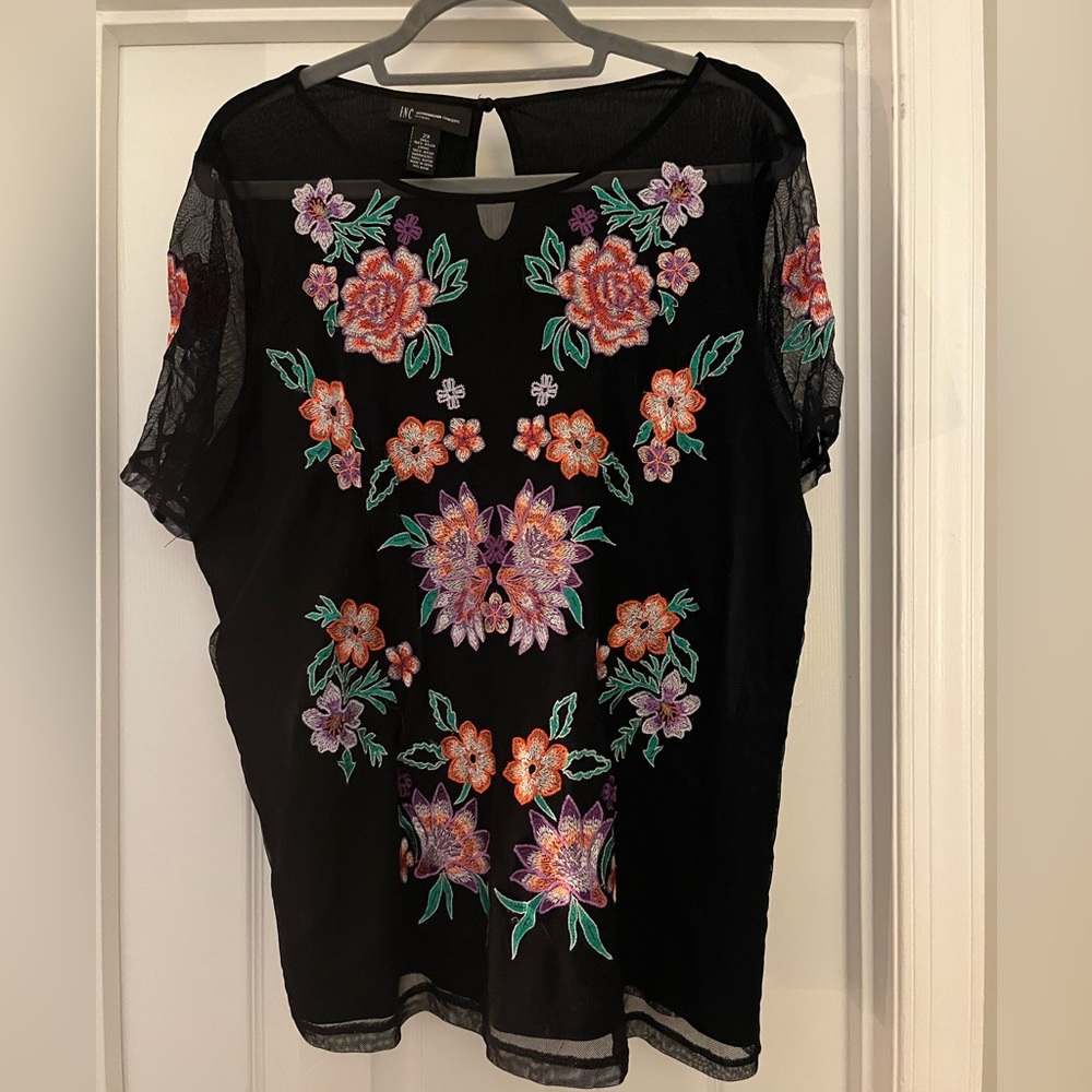 INC embroidered mesh t-shirt